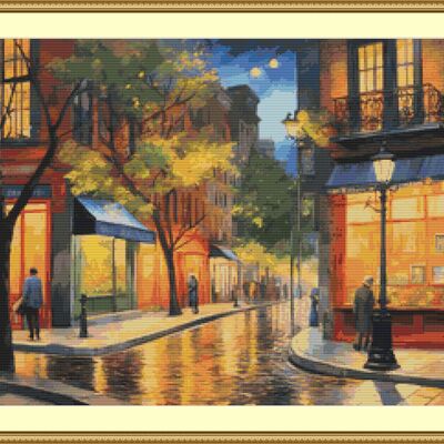 Street corner cross stitch pattern