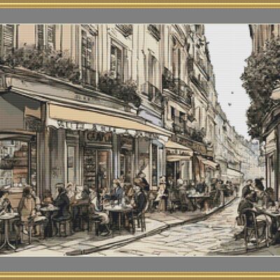 Street in paris cross stitch pattern