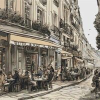 Street In Paris Cross Stitch Pattern - Thumbnail 1