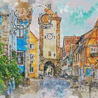 Town Clock Cross Stitch Pattern - Thumbnail 1