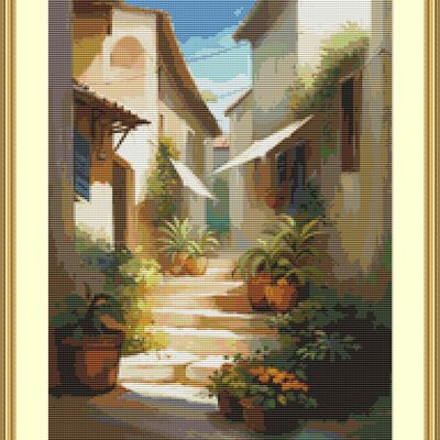 Tuscan steps cross stitch pattern