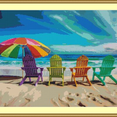 Colourful beach chairs cross stitch pattern
