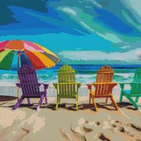 Colourful Beach Chairs Cross Stitch Pattern - Thumbnail 1