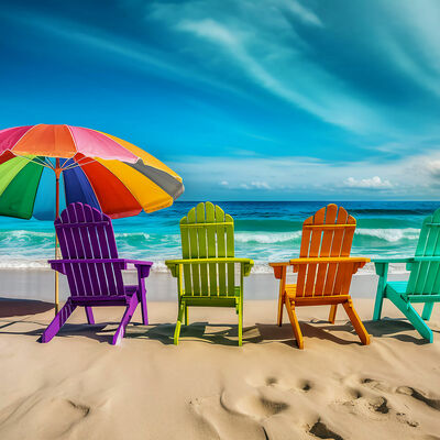 Colourful beach chairs cross stitch pattern