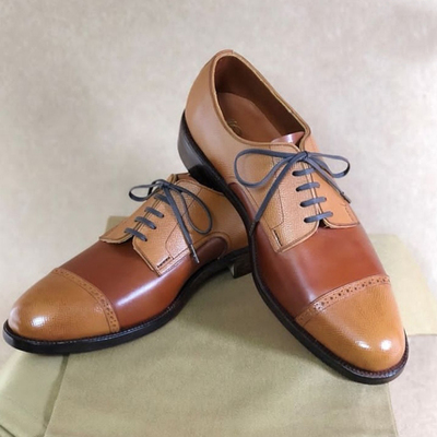 Party wear genuine leather brown tan color oxford magnificiant men lace up shoes