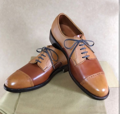 Party Wear Genuine Leather Brown Tan Color Oxford Magnificiant Men Lace Up Shoes
