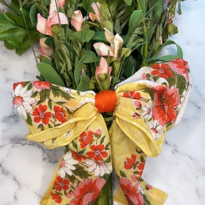 Yellow handkerchief bow