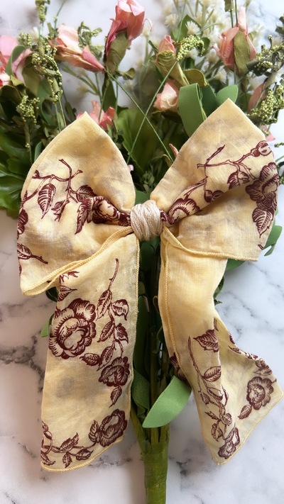 Vintage yellow handkerchief bow