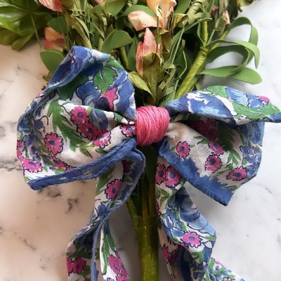  blue vintage handkerchief bow
