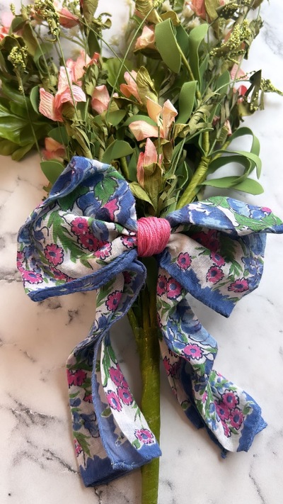  blue vintage handkerchief bow
