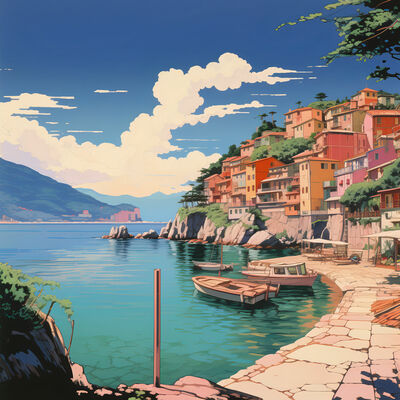 Harbour front cross stitch pattern