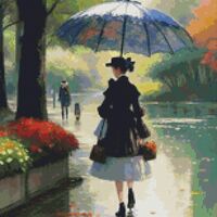 Under The Umbrella Cross Stitch Pattern - Thumbnail 1