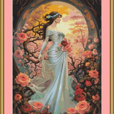 Wedding portrait cross stitch pattern