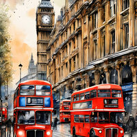 London Buses Cross Stitch Pattern - Thumbnail 2