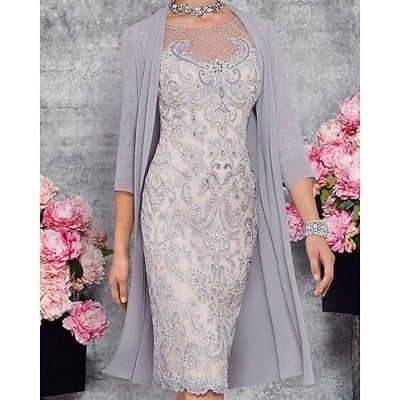 Mother of bride dresses with sleeves knee length