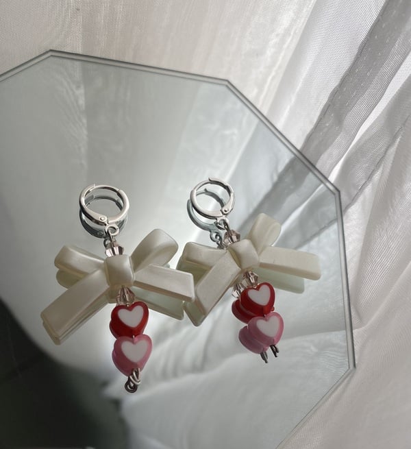 Lover earrings pink & red