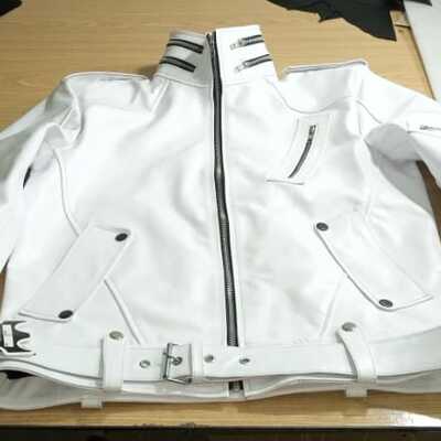 Crafted leather white leather jacket men biker motorcycle pure lambskin leather