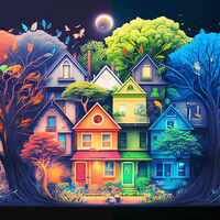 Colourful Street Cross Stitch Pattern - Thumbnail 2