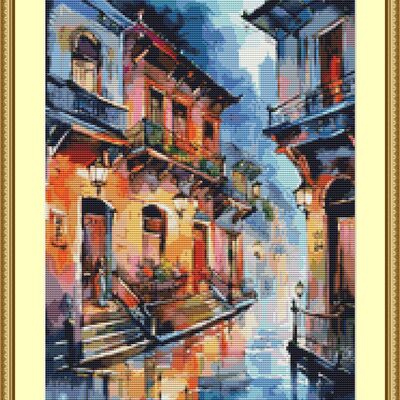 Damp evening cross stitch pattern