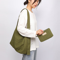 Pleated Tote Bag Korean Canvas Bag - Thumbnail 4