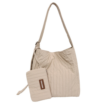 Pleated tote bag korean canvas bag - Thumbnail 2