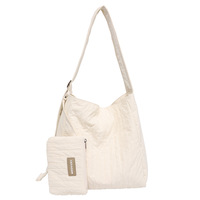 Pleated Tote Bag Korean Canvas Bag - Thumbnail 1