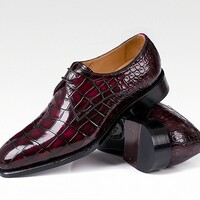 Men’s Handmade Alligator Leather Modern Classic Lace-up Dress Oxfords Shoes - Thumbnail 1