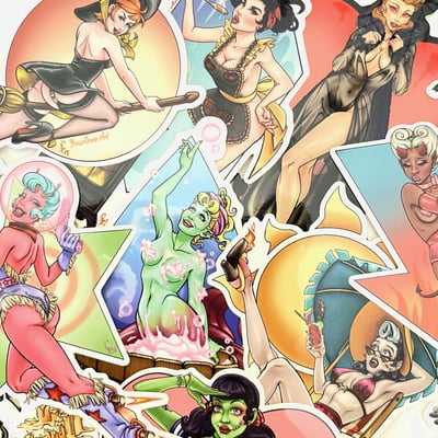 Monster pinup custom sticker sets