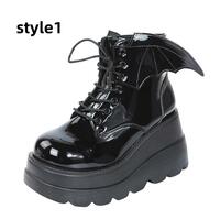 Thick -bottom boots Gothic Diablo sloped heel boots Martin boots - Thumbnail 4