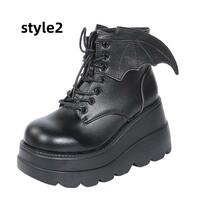 Thick -bottom boots Gothic Diablo sloped heel boots Martin boots - Thumbnail 6