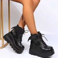 Thick -bottom boots Gothic Diablo sloped heel boots Martin boots - Thumbnail 1