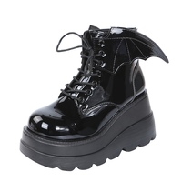 Thick -bottom boots Gothic Diablo sloped heel boots Martin boots - Thumbnail 5