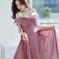 Beautiful Gradient Floor Length A Line Prom Dress, Off the Shoulder Evening Party Dress KPP1735 - Thumbnail 5