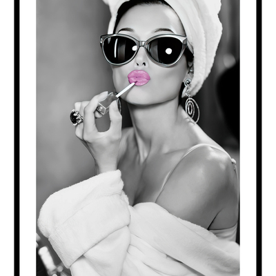 Audrey hepburn, pink lipstick art print