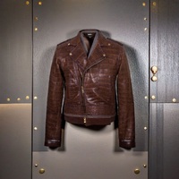 New Handmade Pure Brown Crocodile Textured Leather Winter Fashion Jacket Men’s - Thumbnail 1
