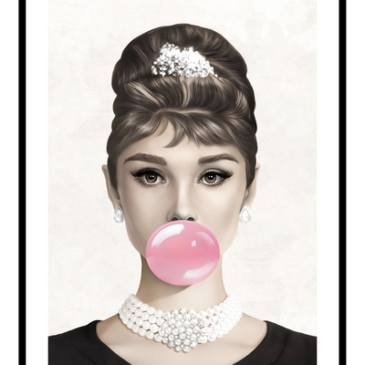 Audrey hepburn bubblegum pink or blue, art print - Thumbnail 1