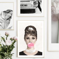 Audrey Hepburn Bubblegum Pink or Blue, Art Print - Thumbnail 3