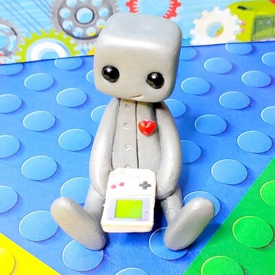 Gaming boy robot resin figure
