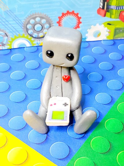 Gaming Boy Robot Resin Figure