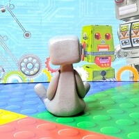 Gaming Boy Robot Resin Figure - Thumbnail 4