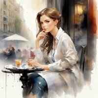 Sitting At A Cafe Cross Stitch Pattern - Thumbnail 2