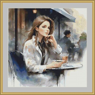Sitting quietly cross stitch pattern