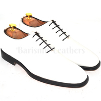 Handmade whole cut oxfords white original leather lace up shoes for men dress shoes custom made on order - Thumbnail 3