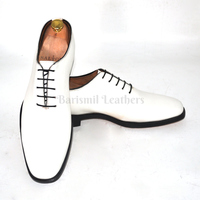 Handmade whole cut oxfords white original leather lace up shoes for men dress shoes custom made on order - Thumbnail 5