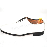 Handmade whole cut oxfords white original leather lace up shoes for men dress shoes custom made on order - Thumbnail 1