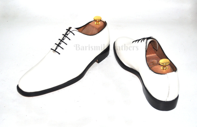 Handmade whole cut oxfords white original leather lace up shoes for men dress shoes custom made on order