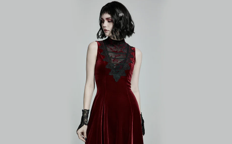  WOMEN RED GOTHIC SEXY RETRO DRESS