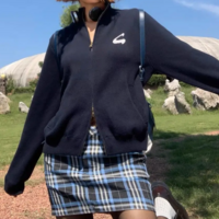 Y2K STANDING COLLAR CARDIGAN ZIPPER   - Thumbnail 3