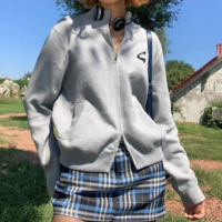 Y2K STANDING COLLAR CARDIGAN ZIPPER   - Thumbnail 5