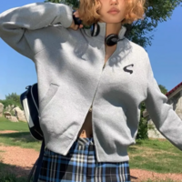 Y2K STANDING COLLAR CARDIGAN ZIPPER   - Thumbnail 7